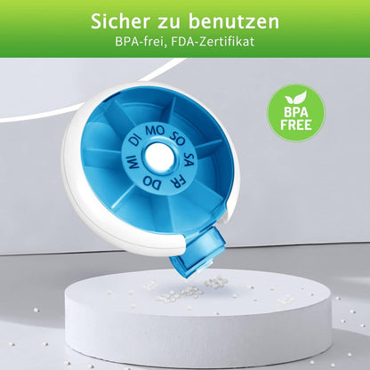 Opret Pillendose 7 Tage klein Medikamentenbox Rund Blau