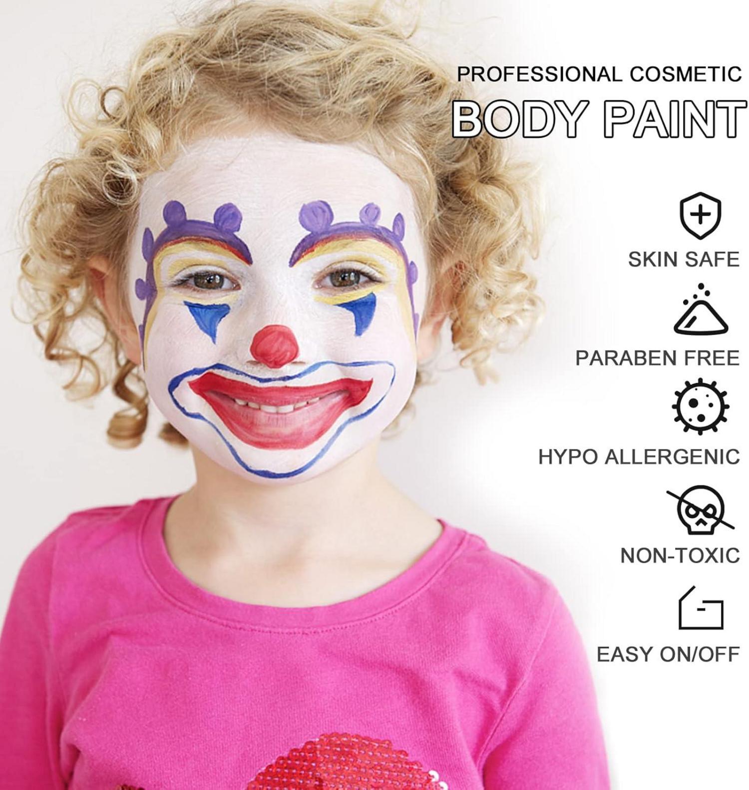 Halloween Schminke Set Wasserbasis für Kinder, Erwachsene - Mehrfarbig