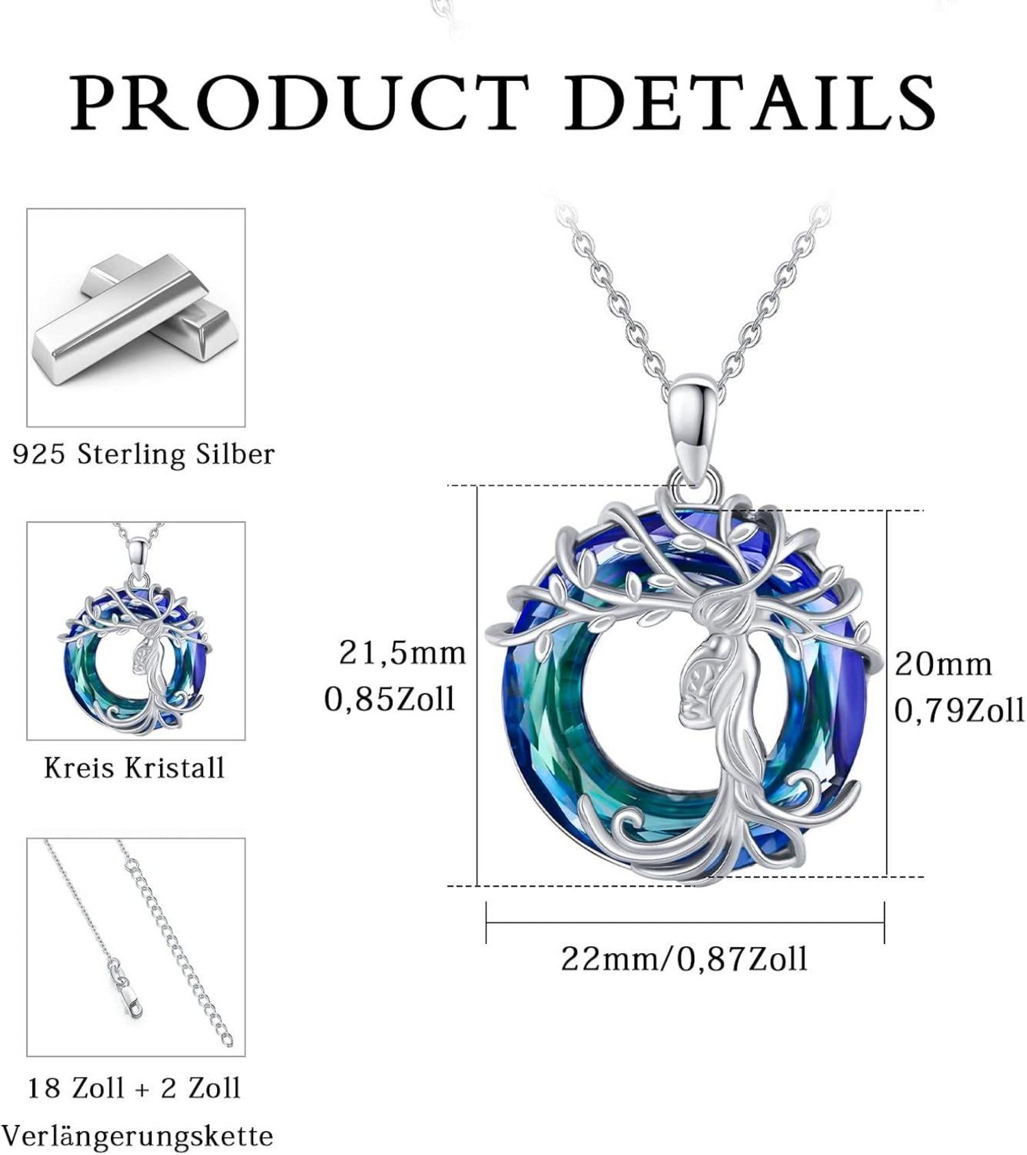TRISHULA Kristall Kette Sterling Silber Mutter Tochter