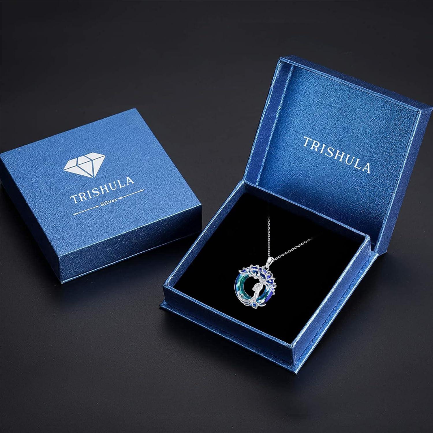 TRISHULA Mutter Tochter Kette Sterling Silber Kristall Halskette