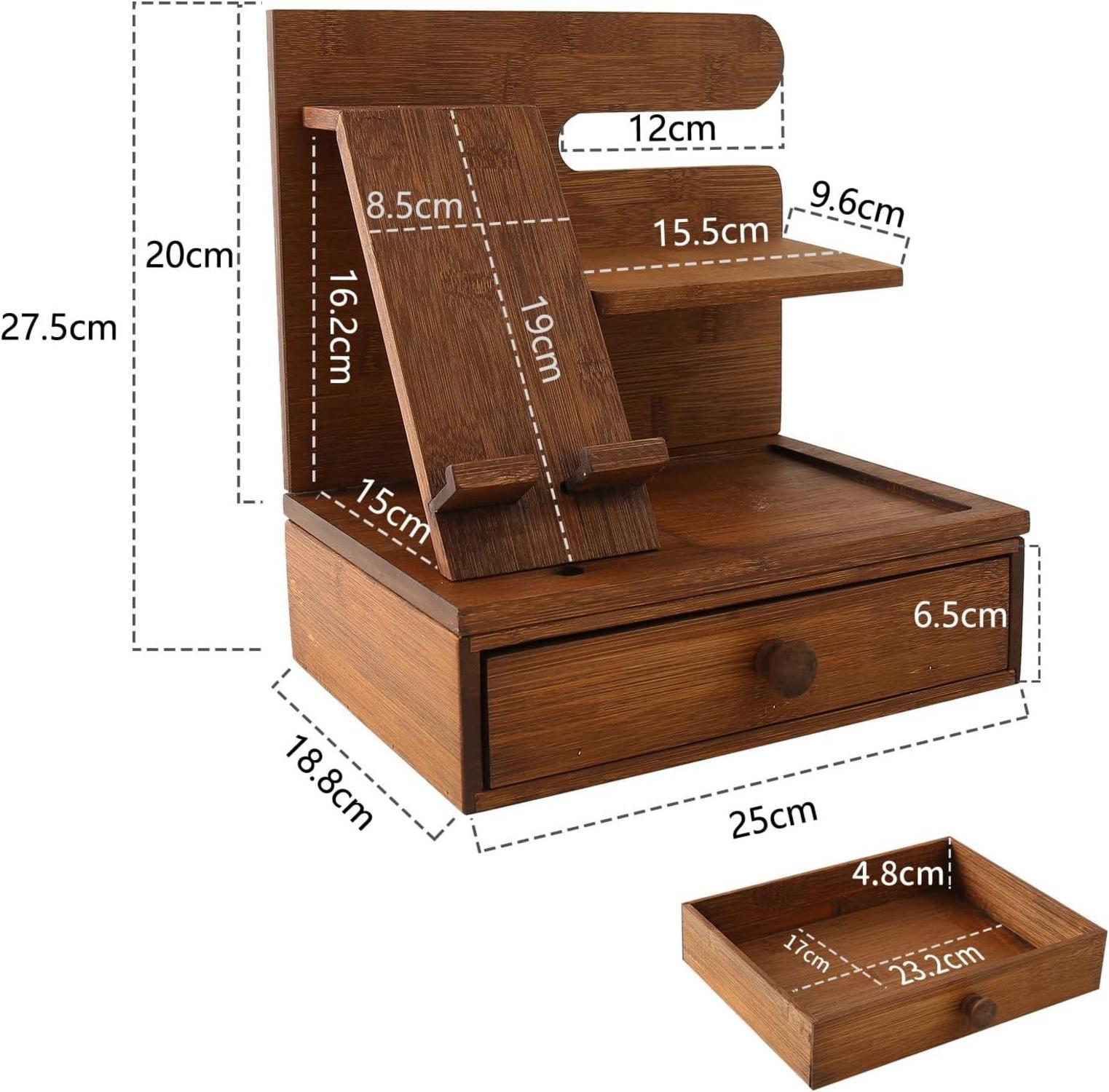 GUUSII HOME Bambus Dockingstation Organizer mit Schublade Brillenhalter