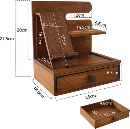 GUUSII HOME Bambus Dockingstation Organizer mit Schublade Brillenhalter