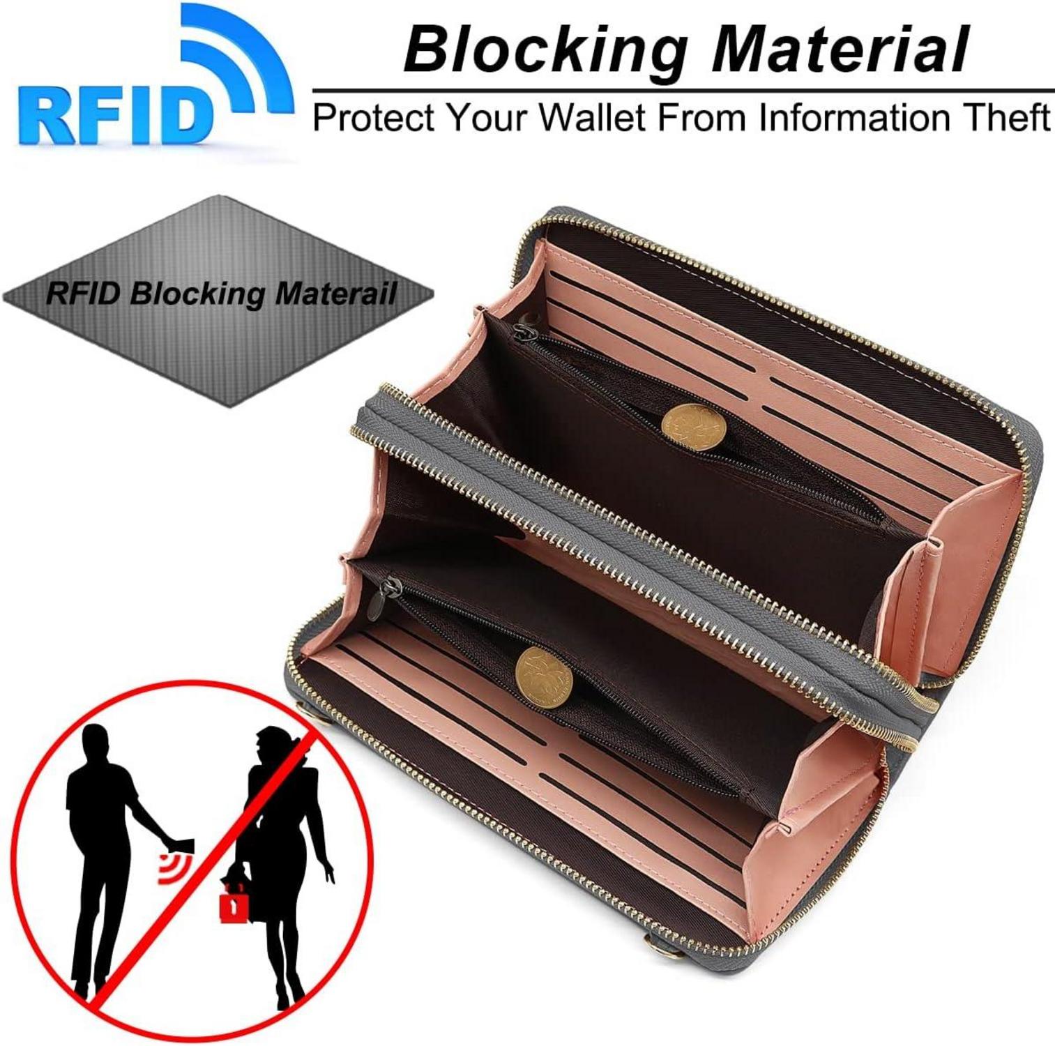 Handytasche Damen RFID Schutz Handy Umhängetasche Crossbody Grau