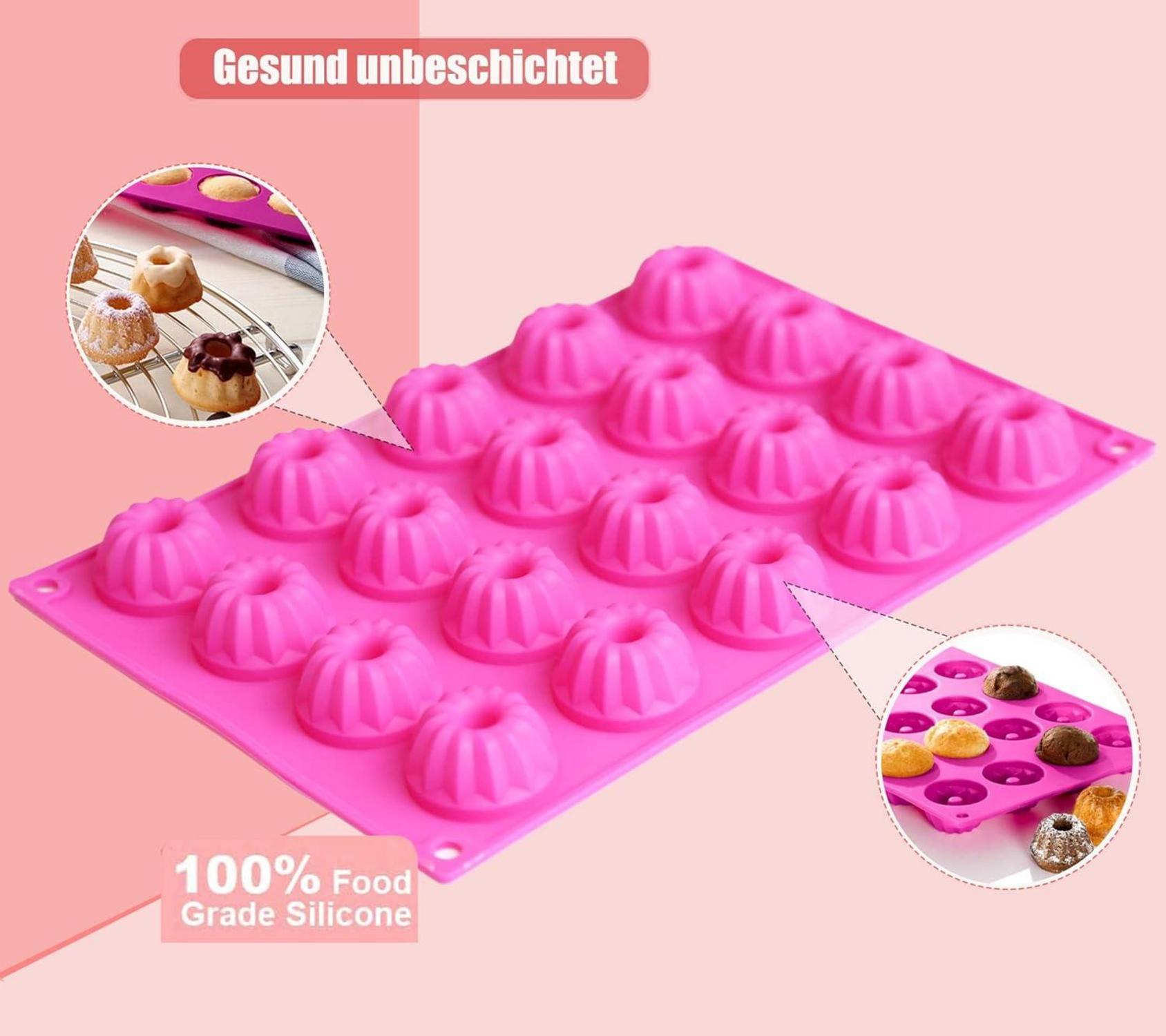 Silikon Mini Gugelhupf Backform 20er Set - Traditioneller Paris Stil