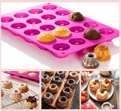 Mini Gugelhupf Backform Silikon 20er Paris Savarin Stil 30 * 20 * 2.3cm Antihaft
