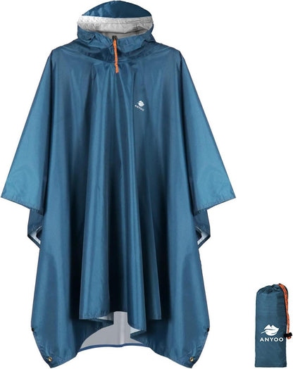 Leichter Wasserdichter Ripstop Regenponcho Kapuze Multifunktional