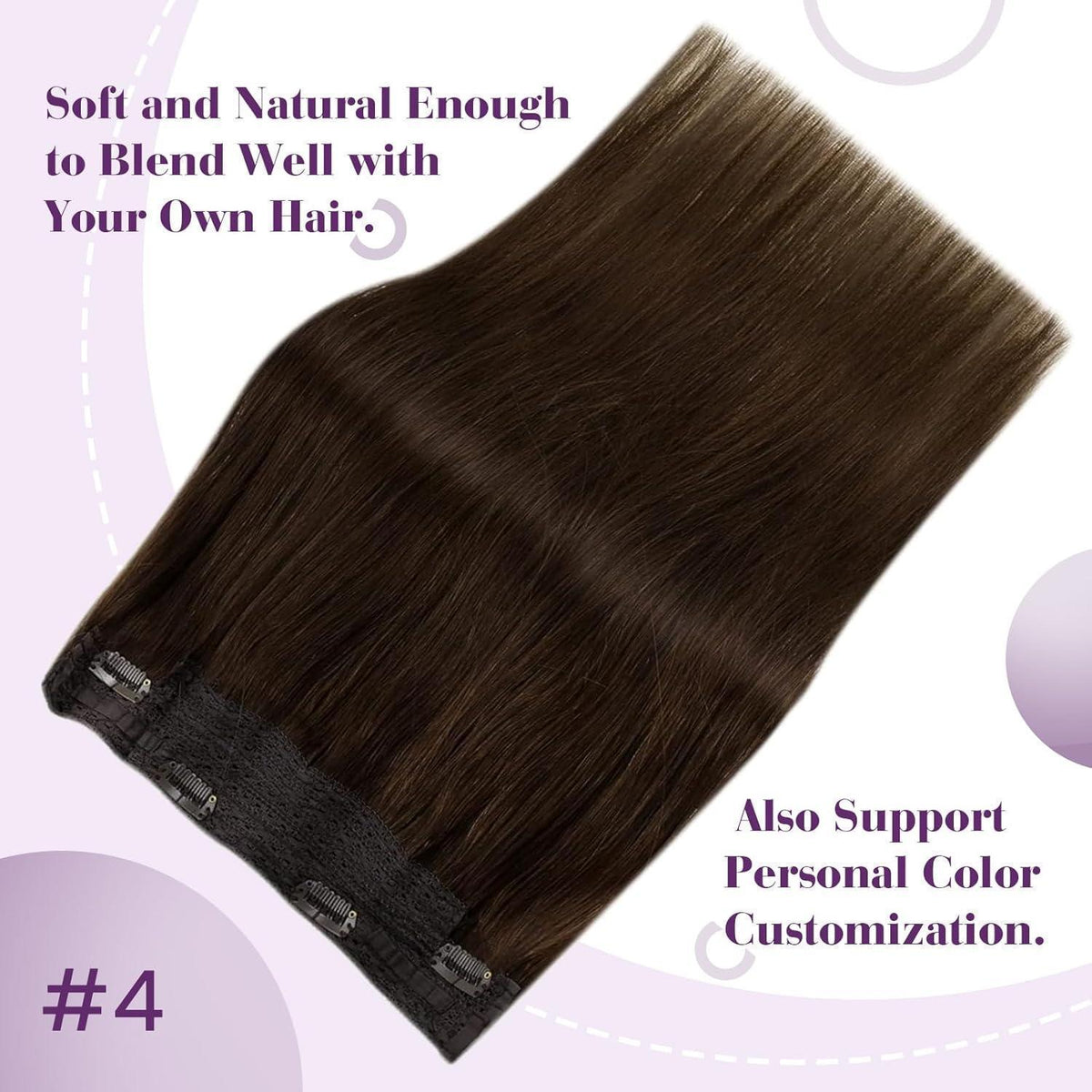 Echthaar Flip Extensions Braun - Unsichtbarer Draht, 45cm