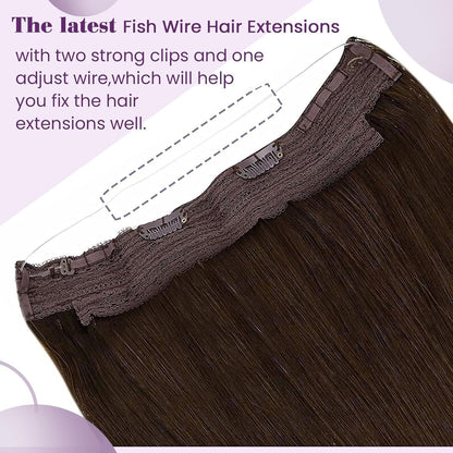 Echthaar Flip Extensions Braun - Unsichtbarer Draht, 45cm