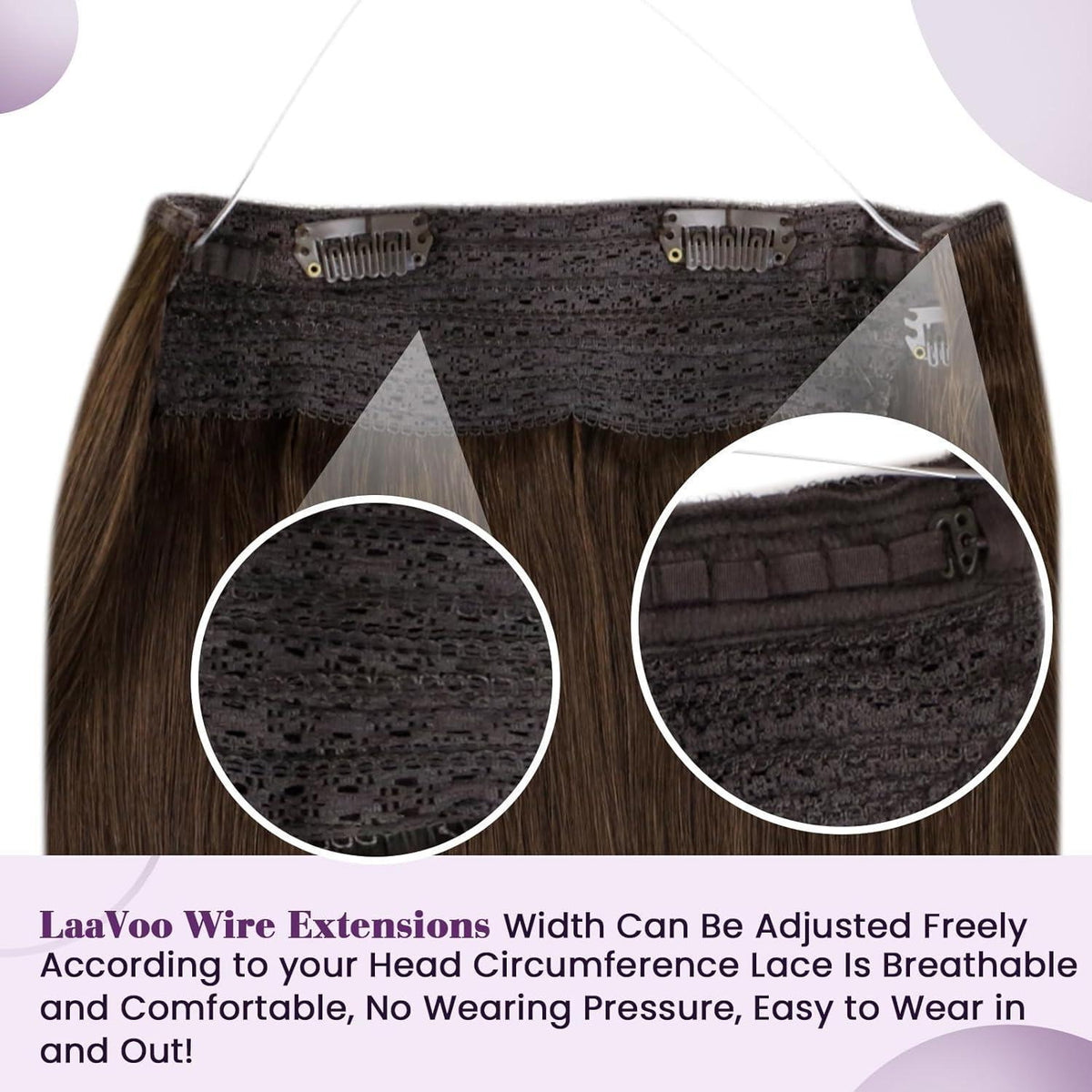 Echthaar Flip Extensions Braun - Unsichtbarer Draht, 45cm