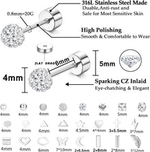 24 Paar Damen Ohrstecker Chirurgenstahl Set Zirkonia Perle
