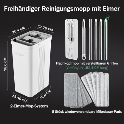 Flacher Bodenwischer Eimer Set 8 Mikrofaser-Pads verlängertem Griff
