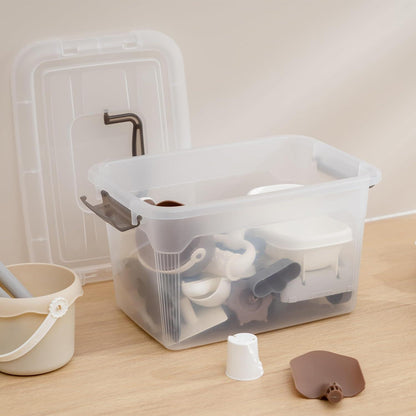 Kerhouze Aufbewahrungsbox 5L Set mit Deckel und Griff 4er Stackbare Kunststoffboxen 27.8x19.5x16.4cm