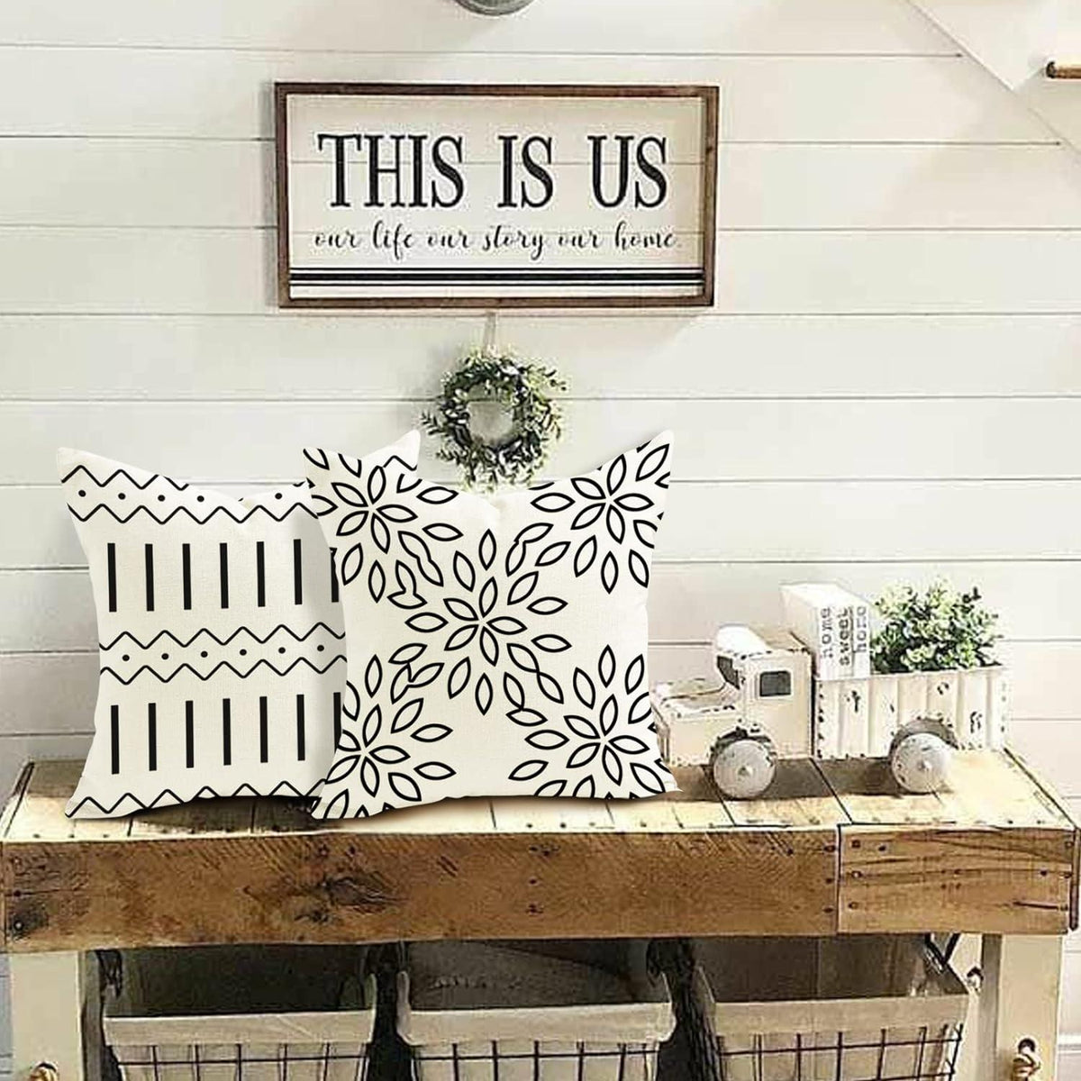 Kissenbezüge Leinen Dekokissen für Sofa Gartenbett Couch 40x40cm Creme