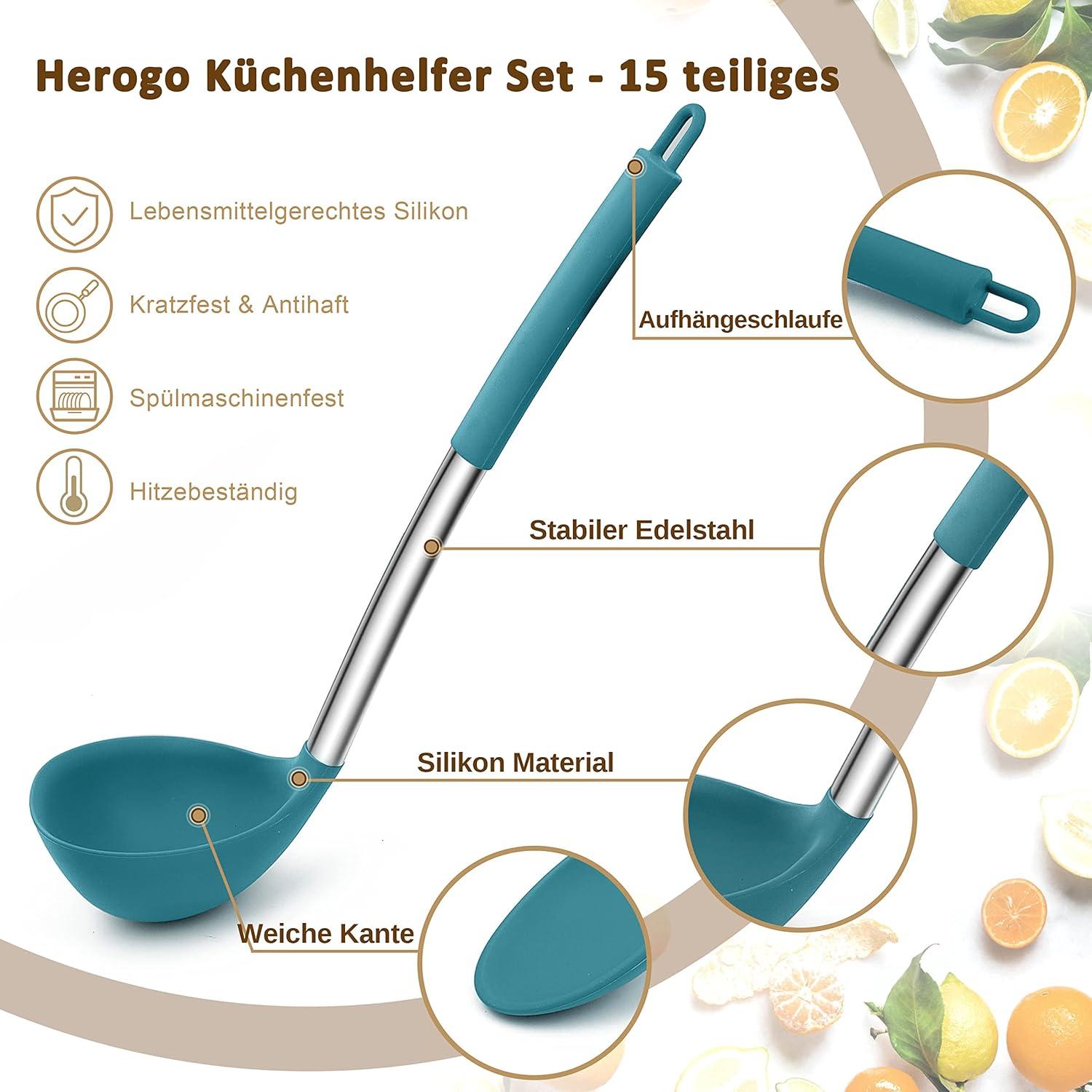 15-teiliges Silikon Küchenhelfer Set mit