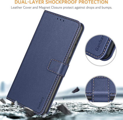 Handyhülle Samsung Galaxy A13 4G Leder Tasche Blau Magnet