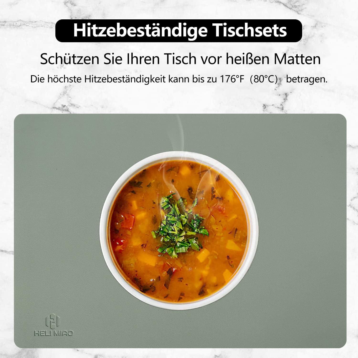 HELI MIAO Tischsets Platzsets Abwaschbar Leder 6er Set