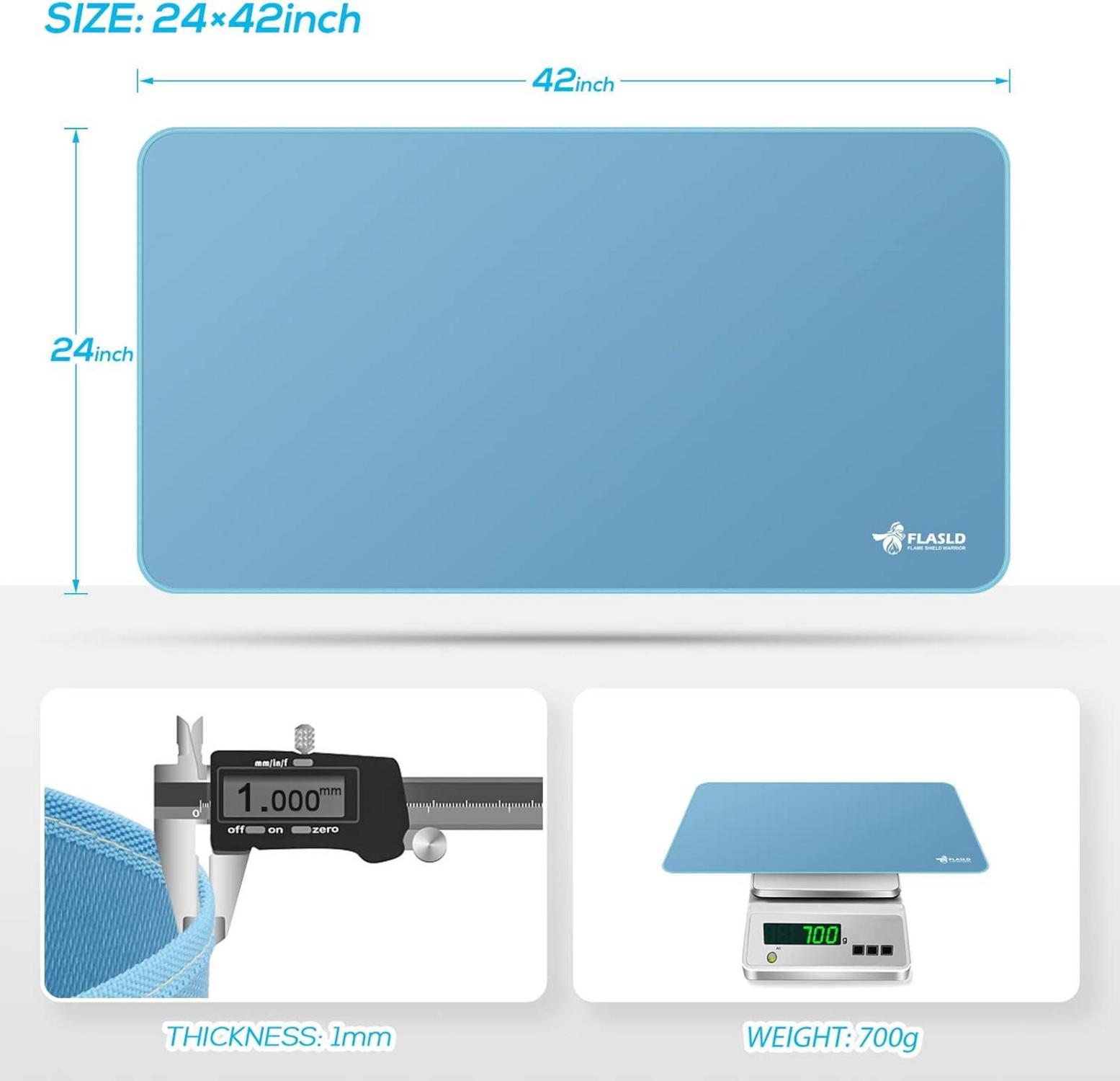 Feuerstellenmatte Grillmatte 61x106 cm feuerfest Sky Blue