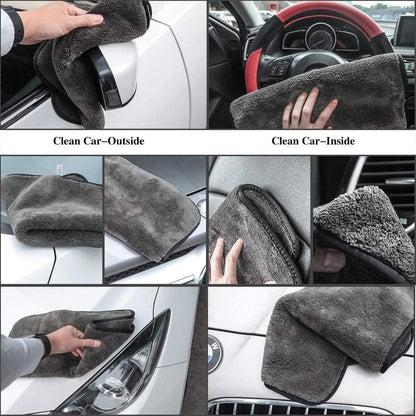 Mikrofasertücher Auto 1200GSM Korallenvlies 3 Stück Schwarz