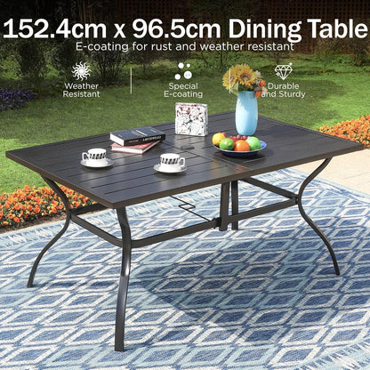 PHIVILLA Gartenmöbel Set 6-teilig Wetterfest Stapelbare Stühle Metall Outdoor