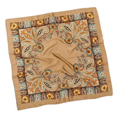 Seidenschal Damen 70x70cm Braun mit Muster