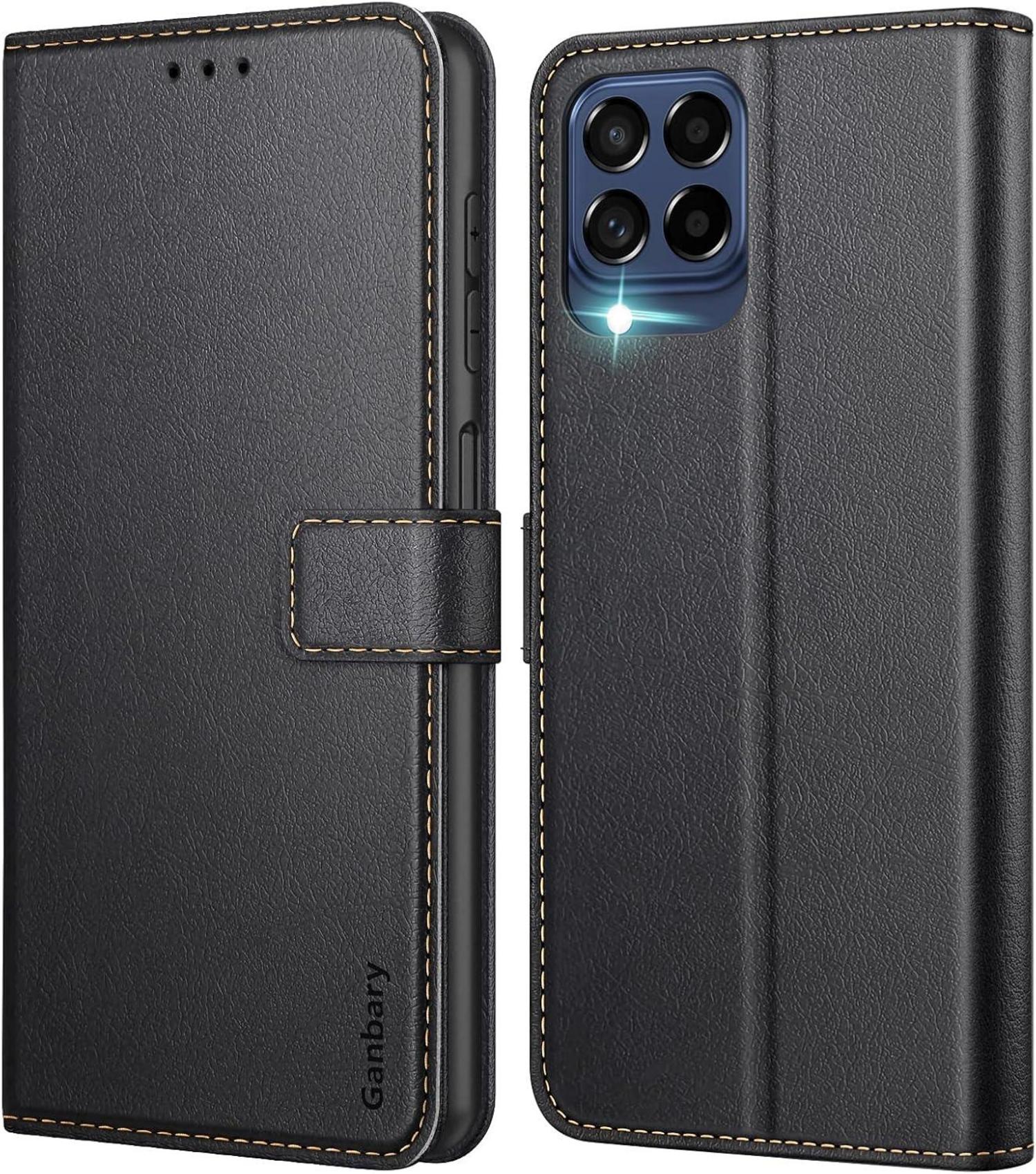 Handyhülle Samsung Galaxy M53 5G Leder Klapphülle Schwarz