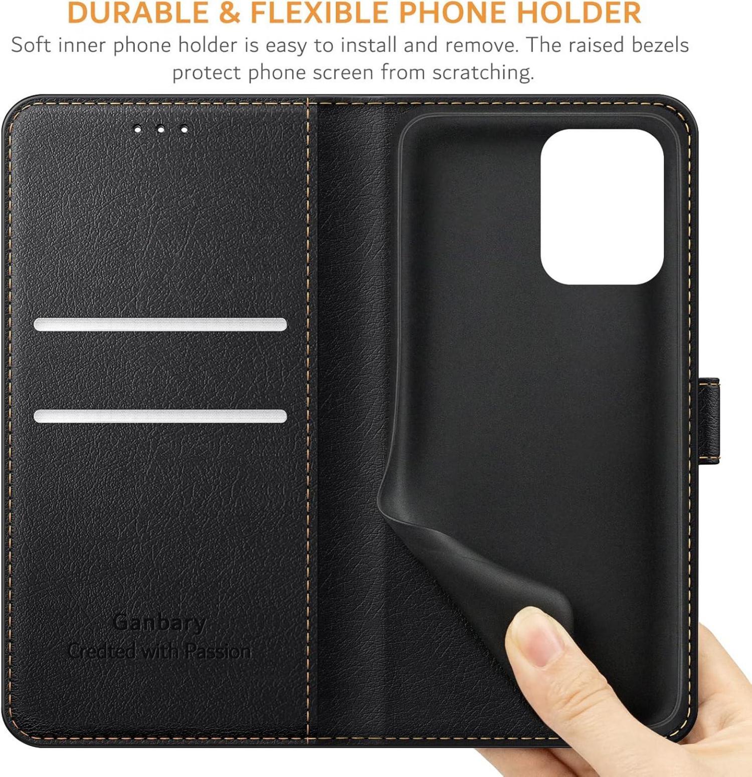 Handyhülle Samsung Galaxy M53 5G Leder Klapphülle Schwarz