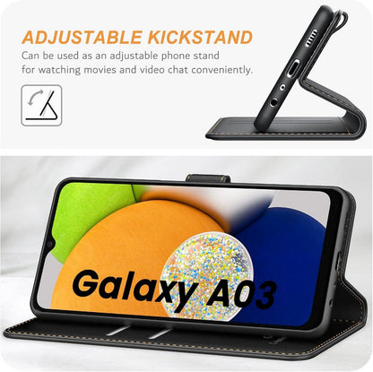 Samsung Galaxy A03 Handyhülle Schwarz Leder Klapphülle Kartenschlitze