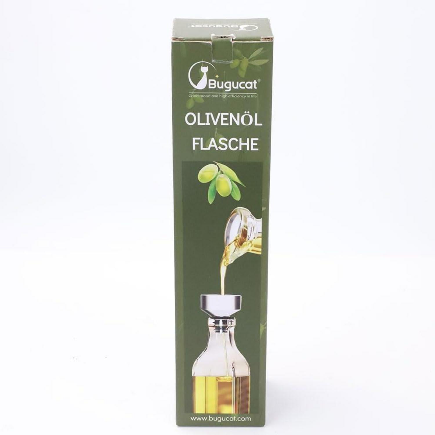 Bugucat Ölflasche 500ML Glas Essigflasche Spender Tropffrei Salat Kochen tr