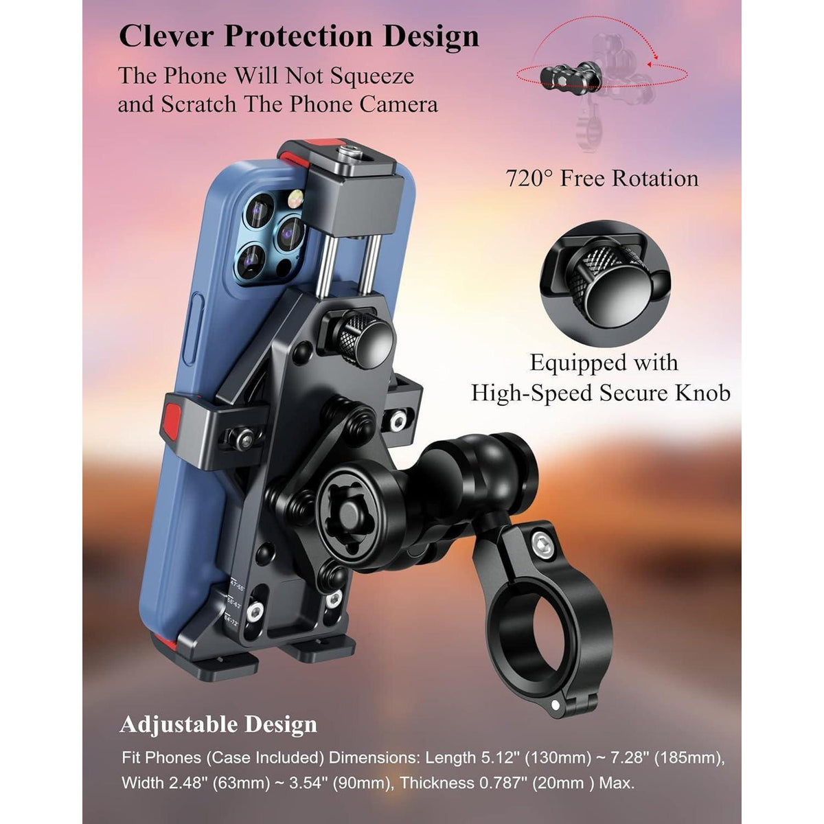 Motorrad Handyhalterung mit Vibrationsdämpfer & Diebstahlschutz