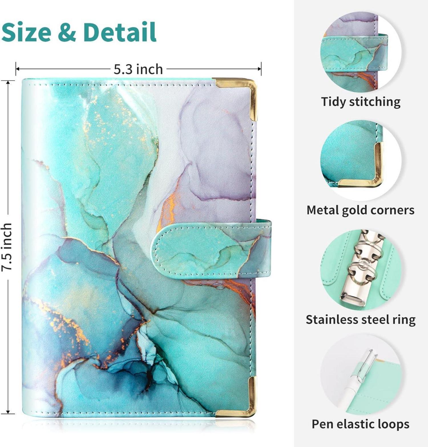 Budget Binder A6 Marmor PU Leder Geld Organizer Umschläge & Blätter