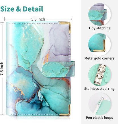 Budget Binder A6 Marmor PU Leder Geld Organizer Umschläge & Blätter