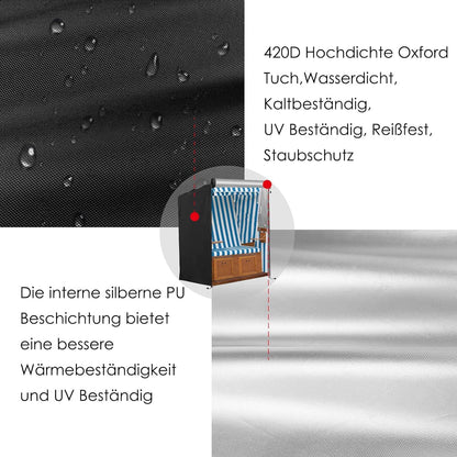 Strandkorb Schutzhülle 420D Oxford Winterfest Schwarz 135x105x175cm