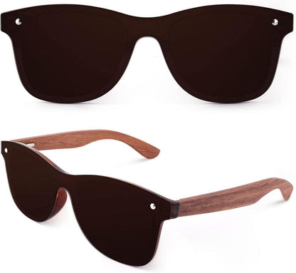 Polarisierte Retro Holz Sonnenbrille UV400 Braun für Damen Herren