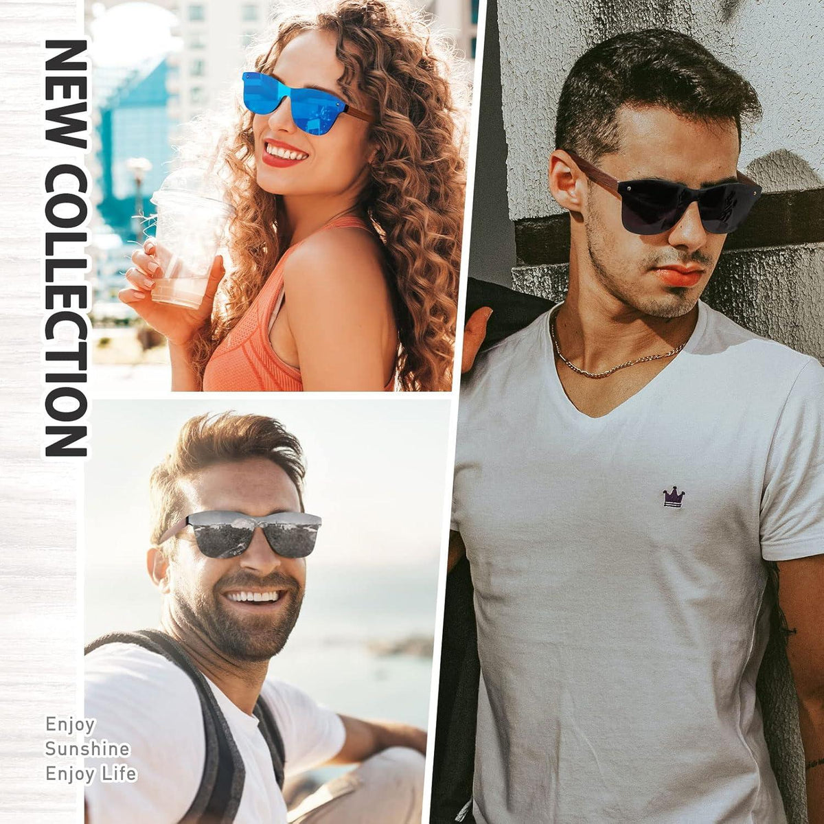 Polarisierte Holz Sonnenbrille Retro UV400 für Herren Damen