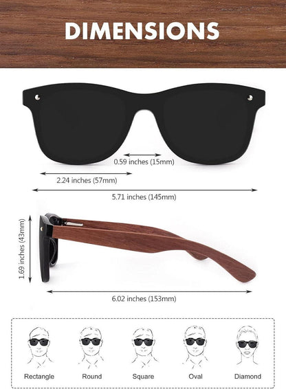 GQUEEN Polarisierte Retro Holz Sonnenbrille UV400 Braun Unisex