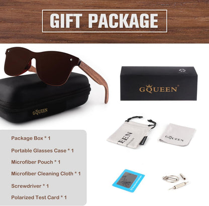 Sonnenbrille Holz Herren Damen Polarisierte Retro UV400 Braun