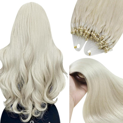 Echthaar Microring Extensions Platinblond 35cm