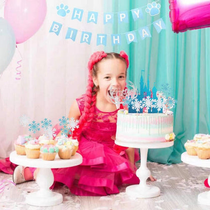 Frozen Schloss Tortendeko Set für Kinder Geburtstag, Silber Blau Cake