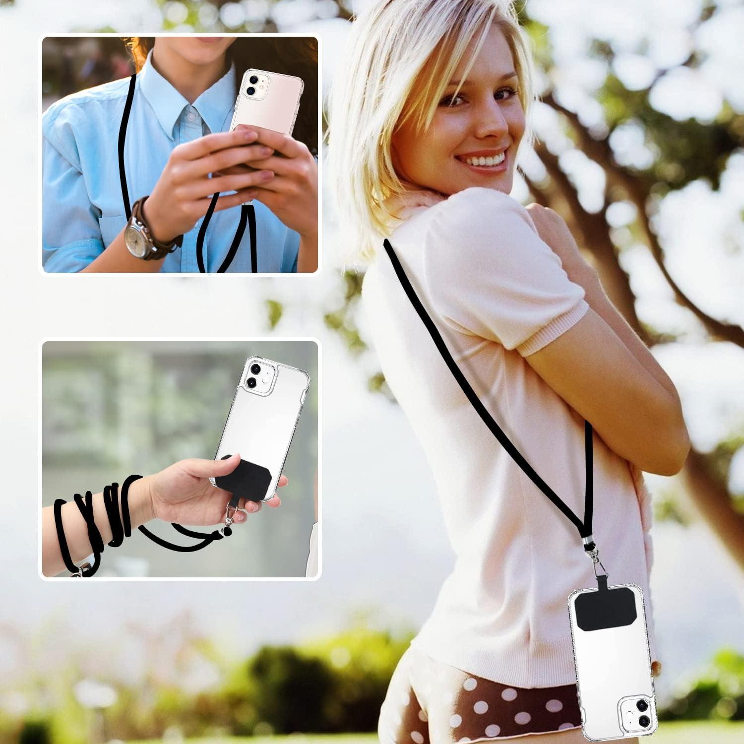 Handykette zum Umhängen - Universal für jedes Handy und Smartphone - Hülle mit Kordel - Schwarz/Dunkelgrau/Dunkelblau/Hellgrau