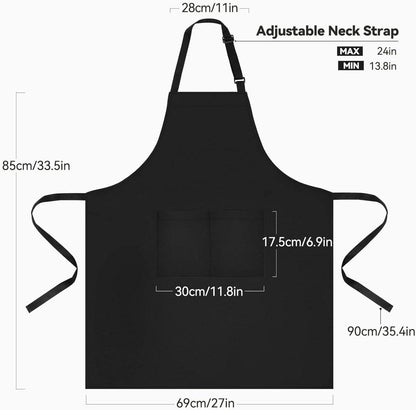 Kochschürze 2er Pack mit Taschen - Schwarz - Wasserabweisend