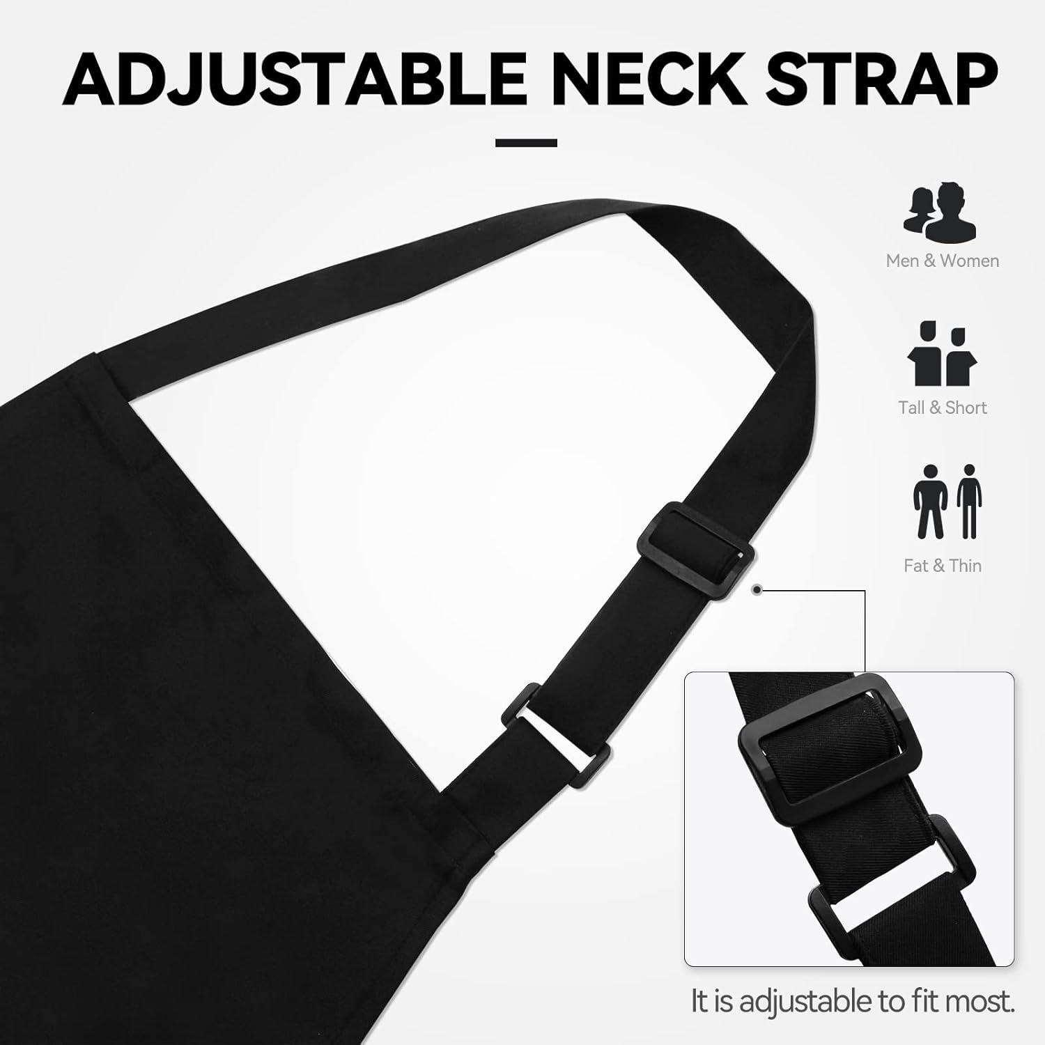 Schwarze Küchenschürze mit 2 Taschen, wasserabweisend, 2er Pack