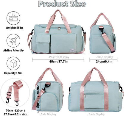 Damen Sporttasche 35L Faltbare Reisetasche mit Schuhfach