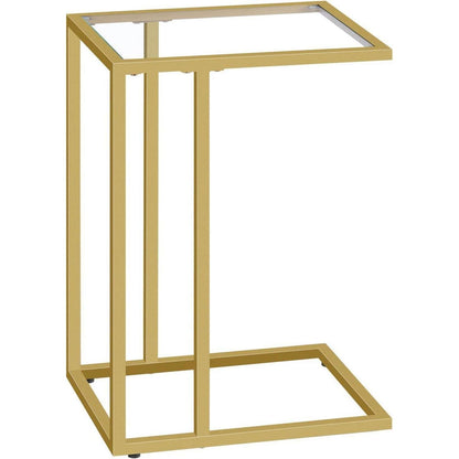 C-förmiger Beistelltisch Goldglas Metallrahmen Couchtisch