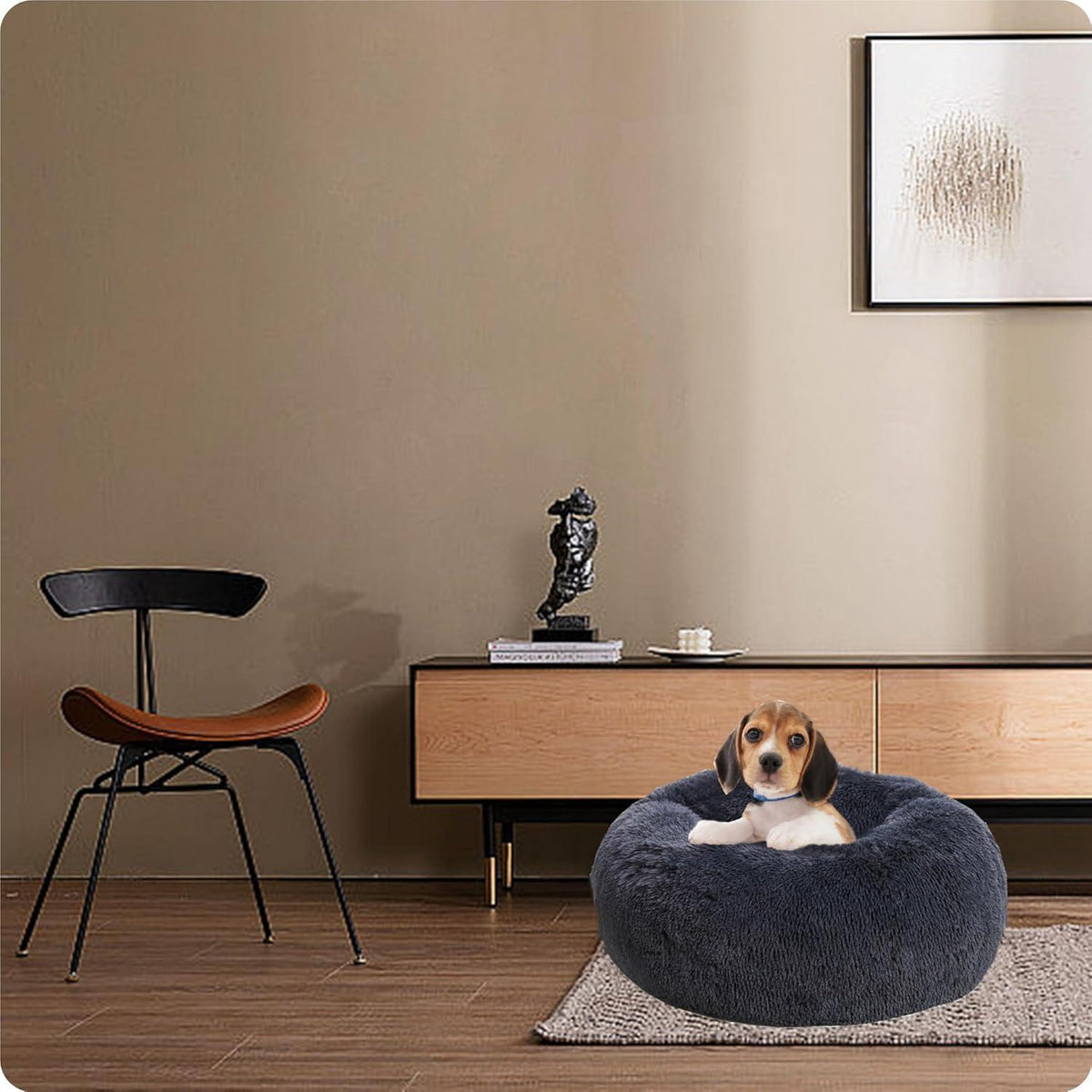 Orthopädisches Hundebett rund, waschbar, dunkelgrau, 60 cm