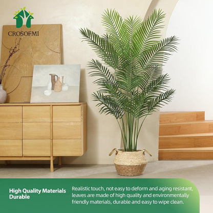 Künstliche Palme 170cm groß im Topf, Kunstpflanze Plastik Palmen Fake Plant Wohnzimmer Büro Dekoration (2er