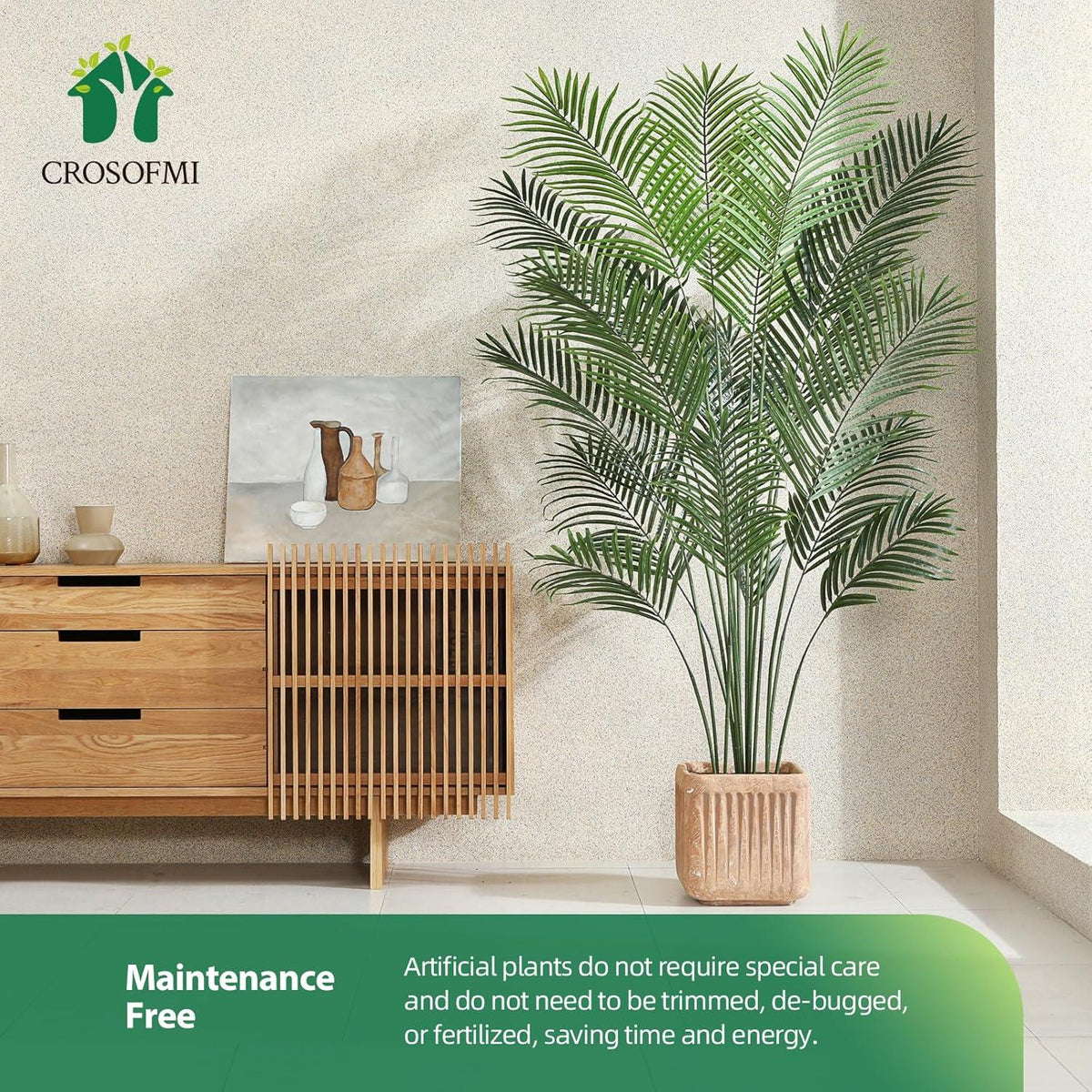 Künstliche Palme 190cm groß im schwarzen Topf Fake Plant