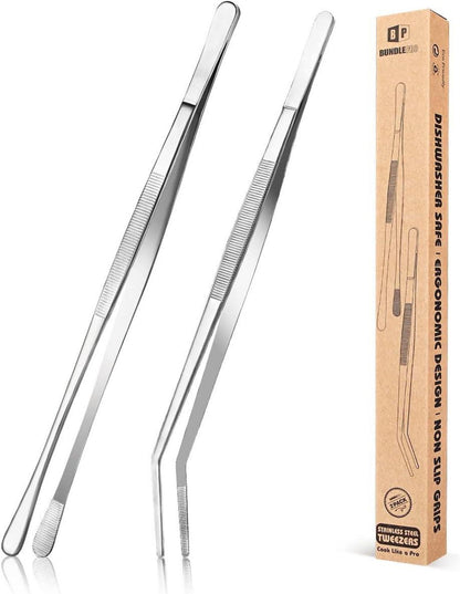 Feine 12'' Edelstahl Pinzetten Set für Kochen, BBQ 2stk