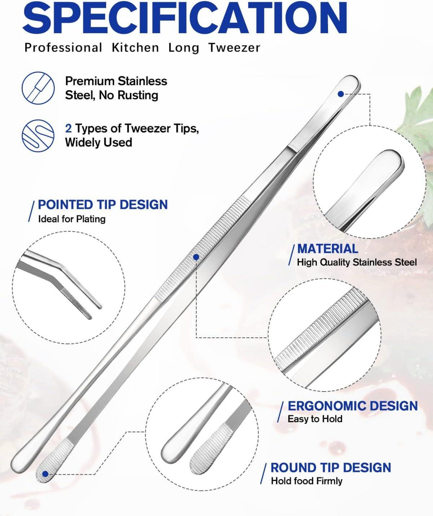 Professionelle Edelstahl Pinzetten Set 12'' für BBQ