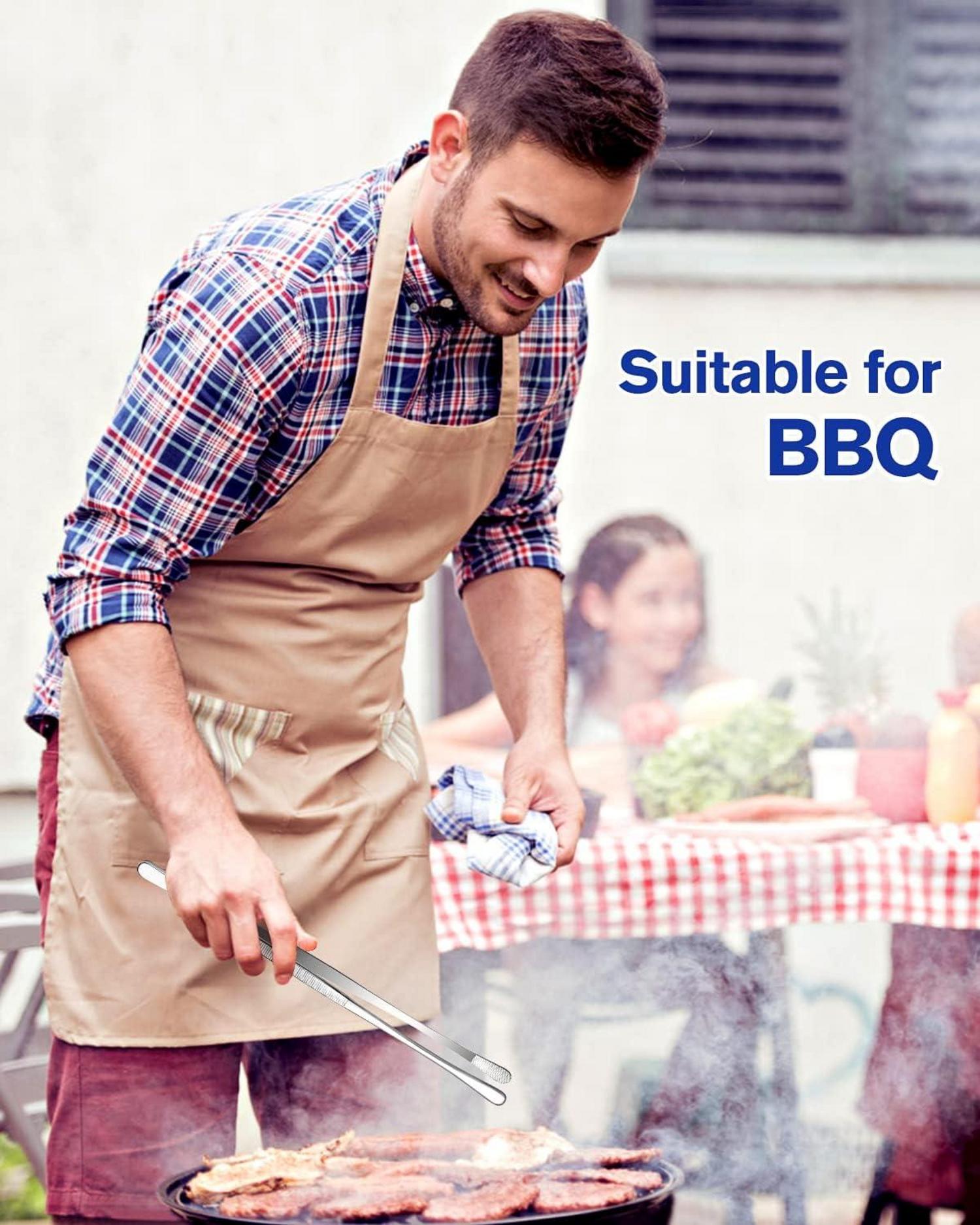 2 Stück feine 12'' Edelstahl Pinzetten Set für Kochen, BBQ