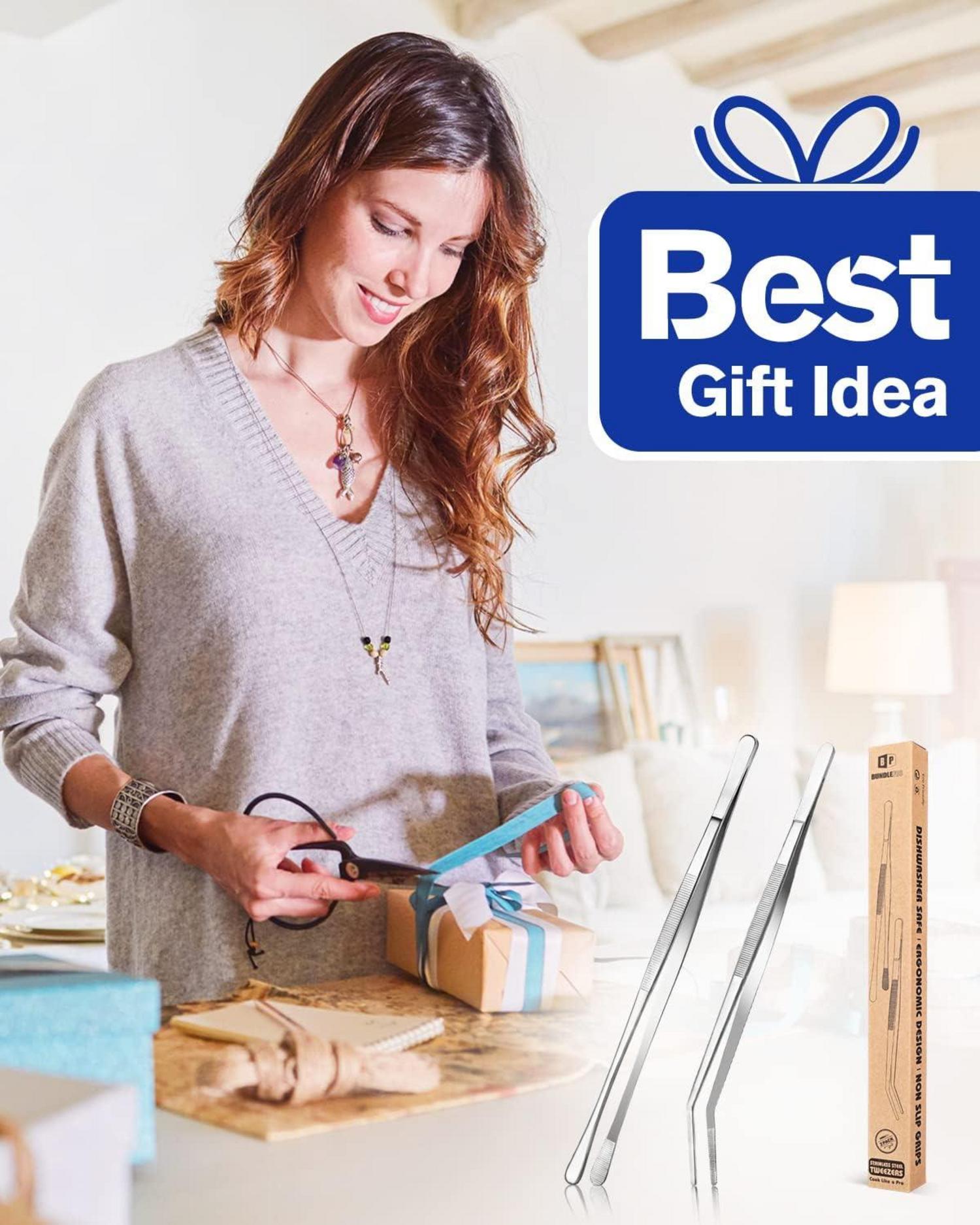 2er Set Profi Edelstahl Pinzetten 12'' für Küche BBQ Meeresfrüchte